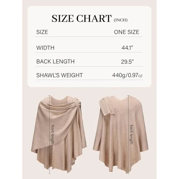 Women’s Knit Poncho Wrap Travel Scarf Ruana Cape for Fall Winter - Picture 6 of 6